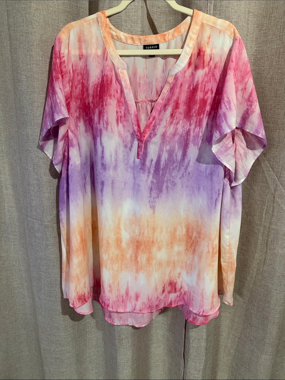 torrid Pink Purple Orange Tie-Dye V-Neck Tunic